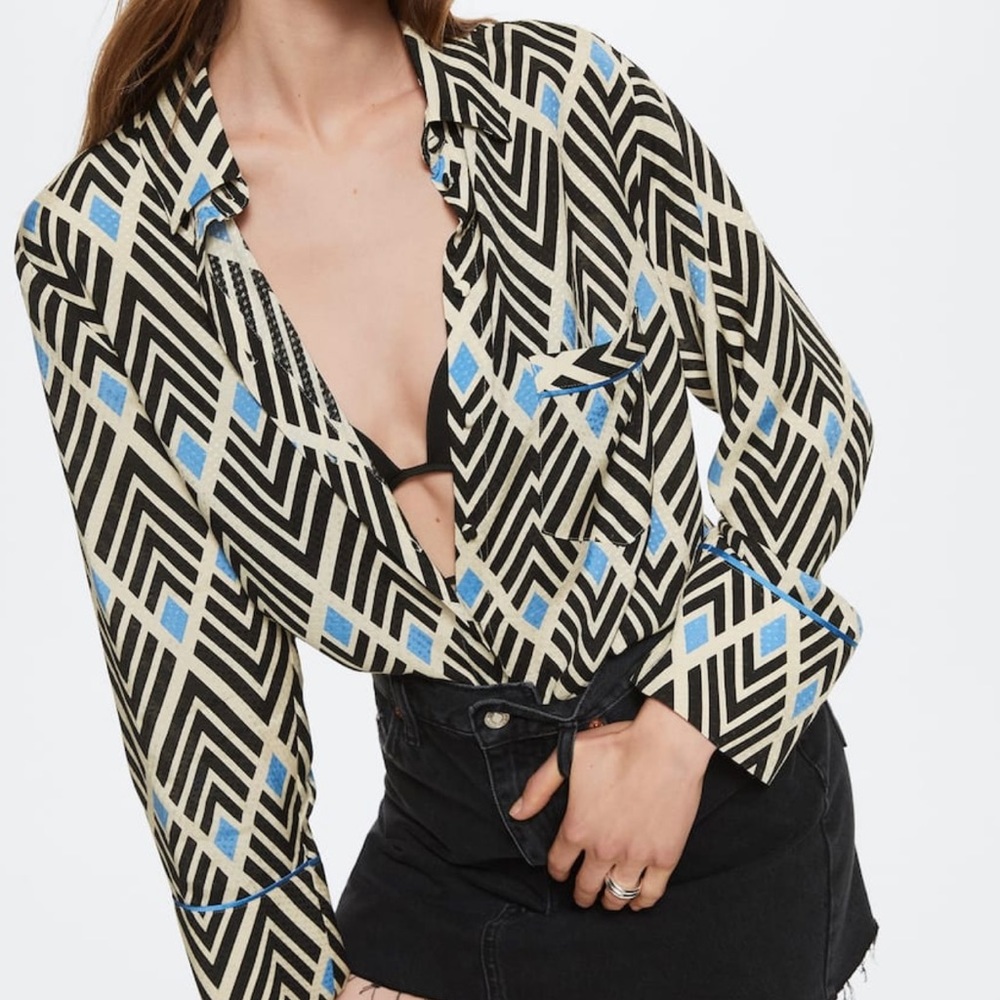 Mango geometric print shirt